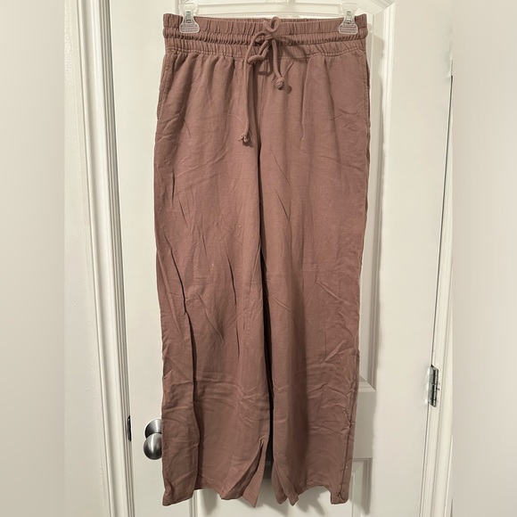 RD Style Rose Lounge Set, cropped button-up top & drawstring pants, Women’s L - Picture 3 of 4